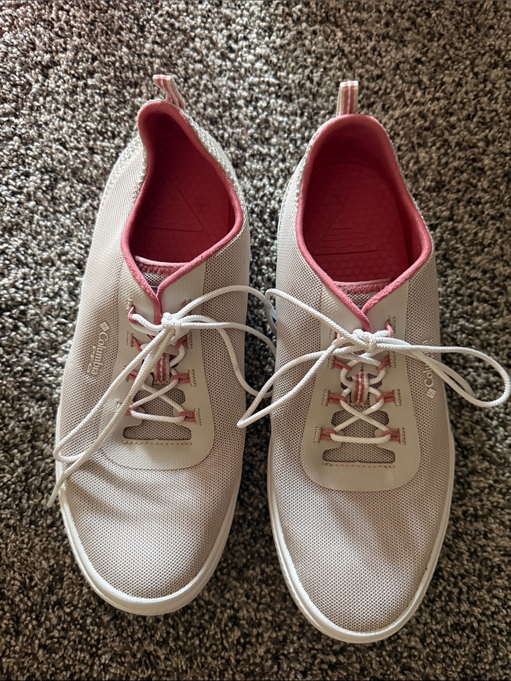 Columbia Women's Lace-Up Sneakers in Light Pink and White